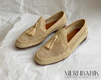 Women shoes, Moroccan shoes, Raffia shoes, Women Raffia Slides, Raffia shoes women, loafer shoes raffia, Woven Straw slippers, Mother's Day