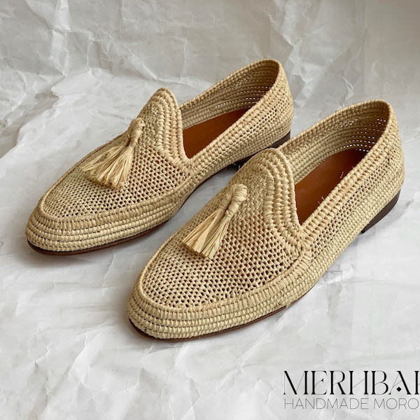 Women shoes, Moroccan shoes, Raffia shoes, Women Raffia Slides, Raffia shoes women, loafer shoes raffia, Woven Straw slippers, Mother's Day