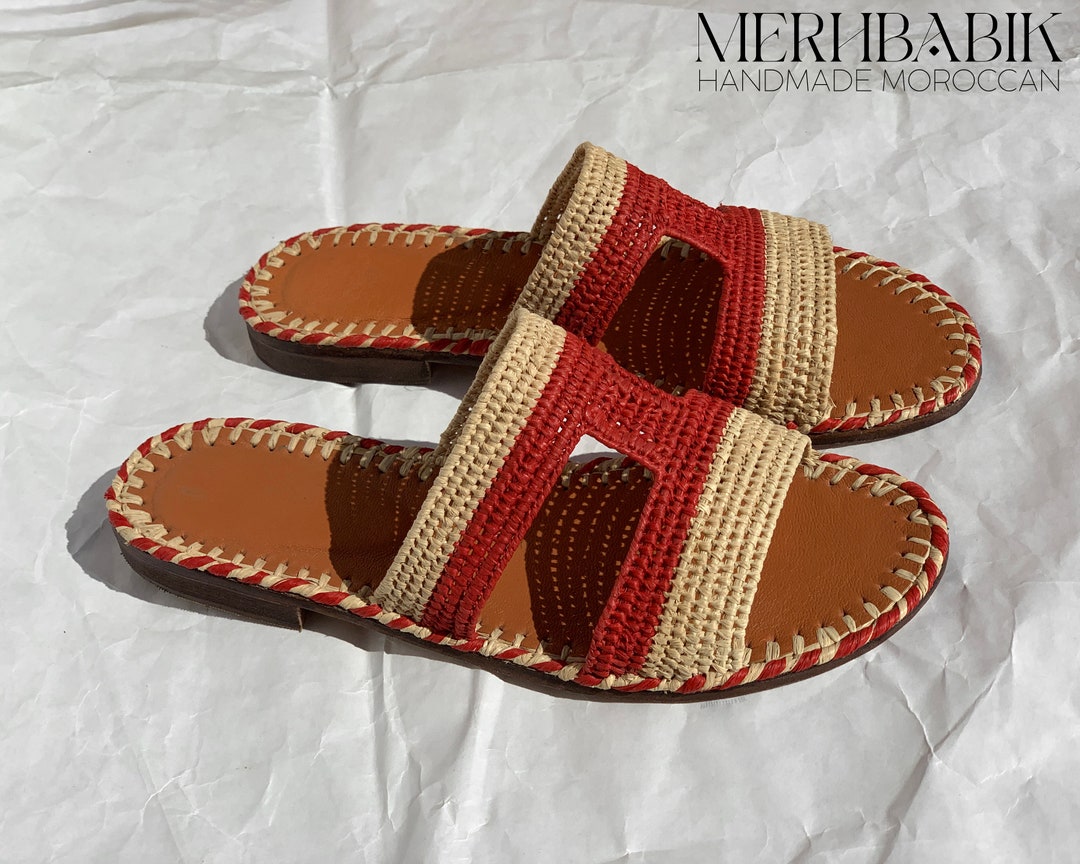 Moroccan Raffia Sandals, Handmade Sandals, Raffia Shoes, Women Raffia