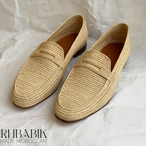 Zapatos Hombre Rafia Natural, mocasines Oxford, mocasines rafia para Boda, mocasines rafia hombre, mocasín mocasín, regalo para ella imagen 4