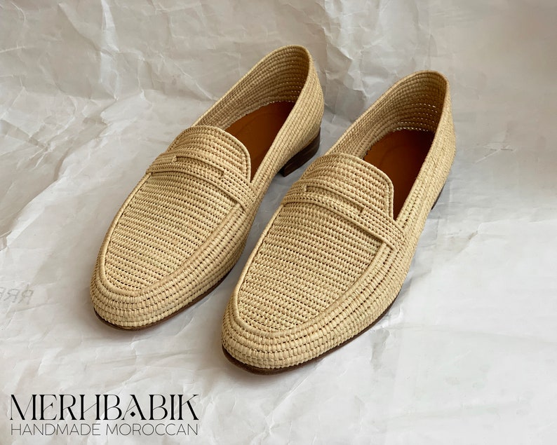 Zapatos Hombre Rafia Natural, mocasines Oxford, mocasines rafia para Boda, mocasines rafia hombre, mocasín mocasín, regalo para ella imagen 4