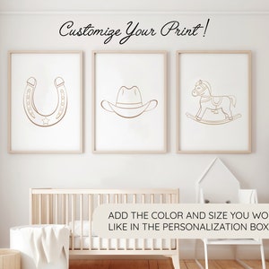 Salty Spurs | Custom Color | Nursery Wall Art | Set of 3 Western Prints | Digital Download | Baby Cowboy Print | Kids Western Room Decor