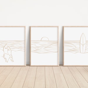 Salty Spurs | Coastal Cowgirl | Set of 3 Western Prints | Beige | Western Wall Decor | Digital Download | Surf | Cowgirl Art | Cowboy Boots