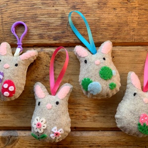 Felt Easter Bunny Ornament Cute Bunny Magnet Felt Bunny Plush Bunny Plushie Personalized Bunny Handmade Bunny Ornament Pastel Easter Eggs