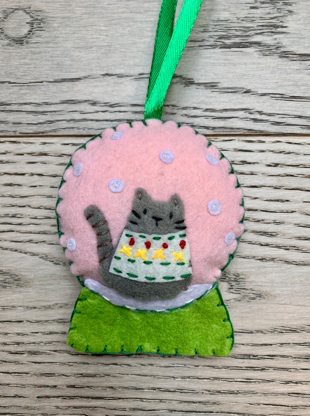 Cat Snow Globe Felt Cat Ornament Cute Kitty Cat Plush Kitty