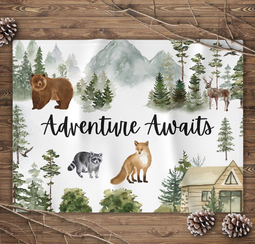 Woodland Themed Baby Boy Blanket Forest Baby Throw Blanket Etsy