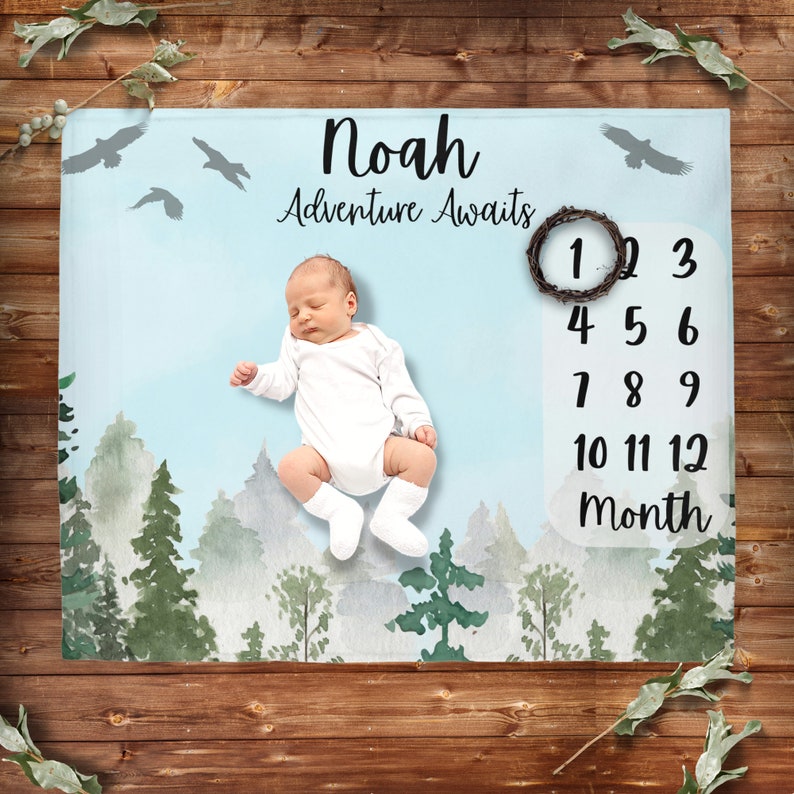 Adventure Awaits Baby Milestone Blanket for Baby Boy Monthly Etsy