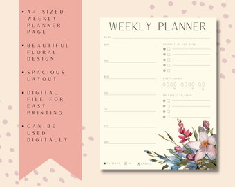 Printable/Digital A4 Weekly Planner