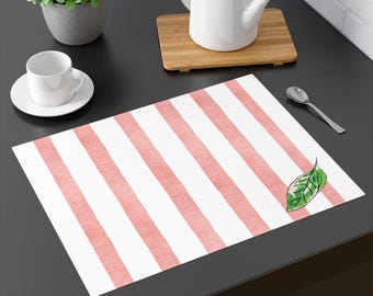 Basil Watercolor Placemat: Mediterranean Cotton Table Mat