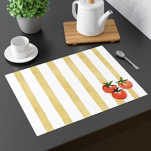 Tomatoes Watercolor Placemat, Mediterranean Vibes Dining Table Decor, Kitchen Table Mat, Mediterranean Place Setting, Summer Home