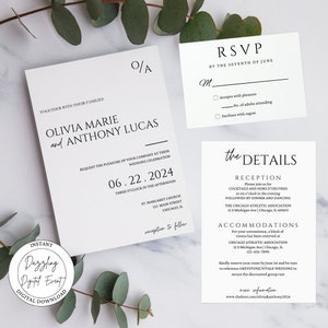 Wedding Invitation Bundle, Wedding Stationary Bundle, Wedding Stationary Template, Wedding Invitation Details Card, Wedding RSVP Card