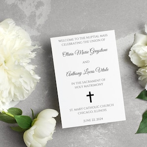 Minimalist Wedding Program Template, Church Program, Catholic Wedding Ceremony, Religious Wedding, Editable Template, Instant Download
