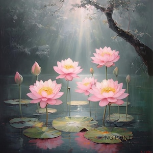 Fleur de lotus, impression numérique PNG, image téléchargeable, impression de fleur de lotus
