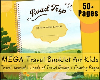 Kids Road Trip Activities - Kids Travel Journal - Road Trip Games - Car Games - Travel Games for Kids - Road Trip Kit