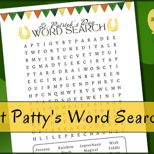 St Patricks Day Word Search Game, St Patricks Day Game, St Patricks Day Party Game, St Patricks Day Printable Games, Instant Download