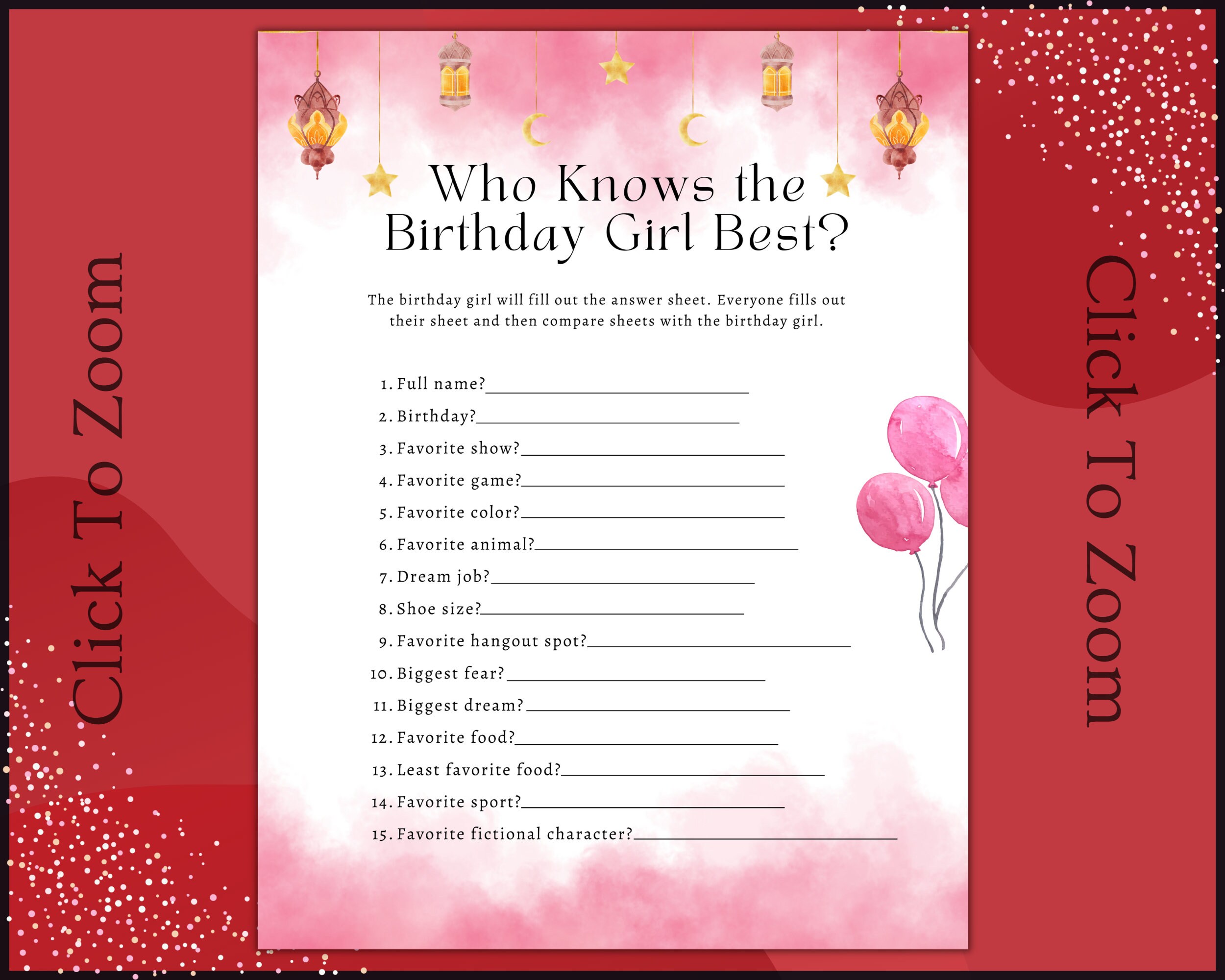 How Well Do You Know the Birthday Girl, Printable Birthday Game - Etsy