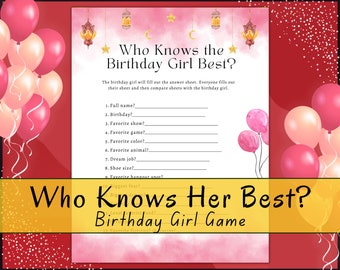 How well do you know the birthday girl, printable birthday game