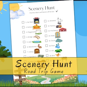 Road Trip Scavenger Hunt Travel Game for Kids, Vacation printable, Kids Activity Road Trip Game, Car Ride Activities, Travel Activity