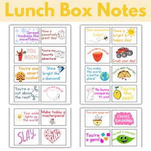 Back to School Lunch Box Notes for Kids, Printable Lunchbox Notes, Kids Positive Affirmations, Encouraging Notes for Kids, Daily Love Notes