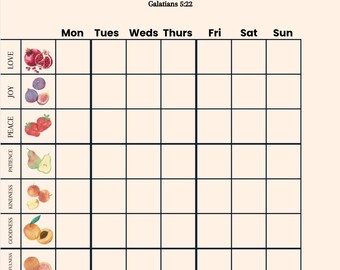 Fruit of the Spirit Reward Chart Kids Bible Study Galatians Holy Spirit ...