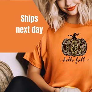 Leopard pumpkin shirt, Cheetah pumpkin shirt, Thanksgiving shirt, Thankful shirt, Fall shirt, Hello Pumpkin, Family matching shirt, Fall Tee