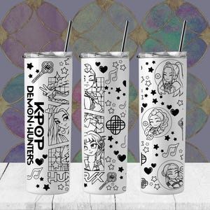 K-Pop Girls SVG PNG – 20oz Tumbler Wrap, Seamless Kpop Fan Art for Laser Engraving & Sublimation, Instant Digital Download