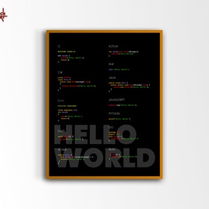 Hello World Program Poster, Programmierung Poster, Coding Digitaldrucke, Software Engineer Geschenk, Geschenk für Programmierer, Büro Dekor, Wohnkultur