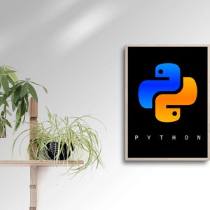 Python Logo Poster, Minimalist Programming Poster, Coding Digital Print ...
