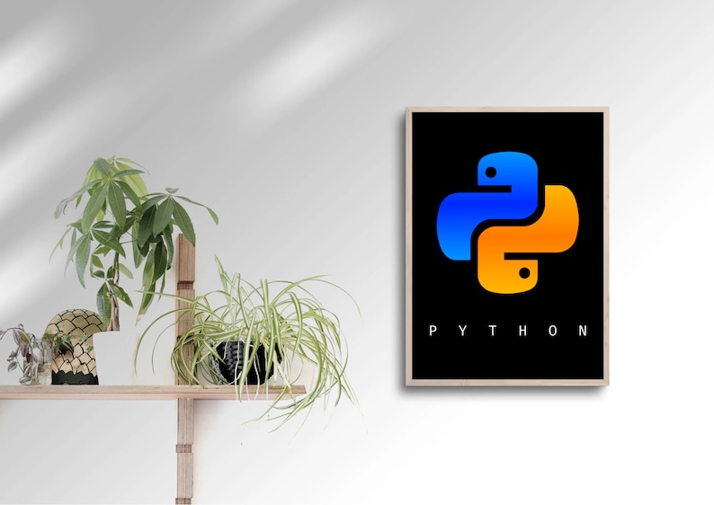 Python Logo Poster, Minimalist Programming Poster, Coding Digital Print ...