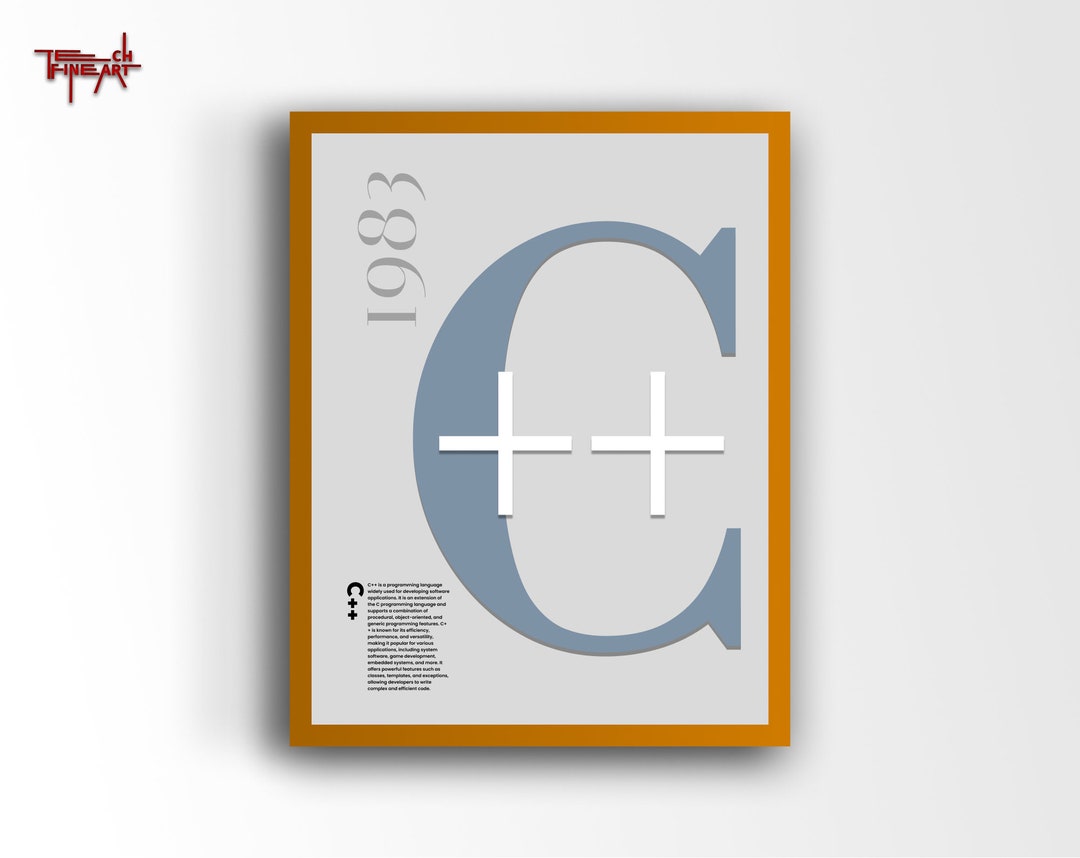 C++ Lang Typography Poster, Minimalist Programming Poster, Coding ...