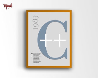 C++ lang Typografie Poster, Minimalistisches Programmier Poster, Coding Digitaldruck Wandkunst, Geschenk für Programmierer, Wanddekoration für Büro.