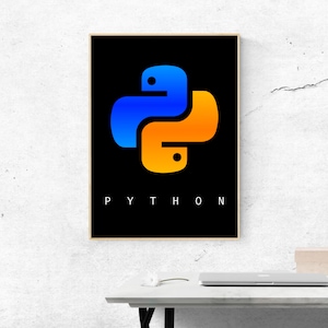 Python Logo Poster, Minimalist Programming Poster, Coding Digital Print ...