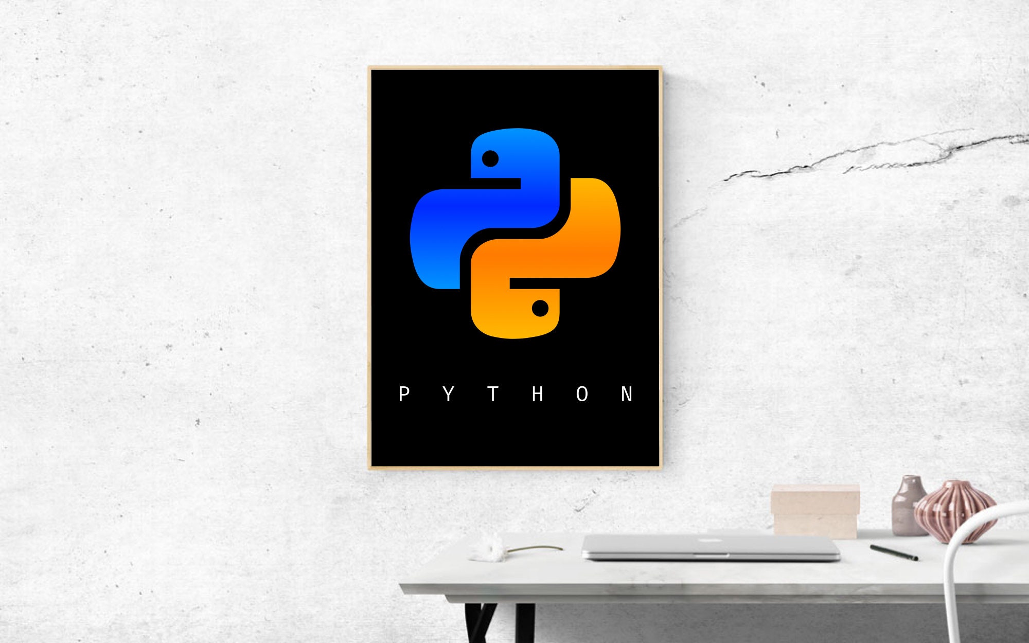 Python Logo Poster, Minimalist Programming Poster, Coding Digital Print ...