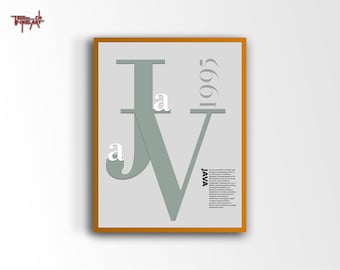 Java Typografie Poster, Minimalistisches Programmier Poster, Coding Digitaldruck Wandkunst, Geschenk für Programmierer, Wanddekoration für Büro.