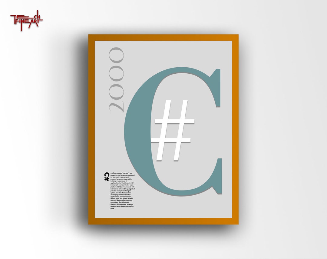 C# (C Sharp) Typography Poster, Minimalist Programming Poster, Coding ...