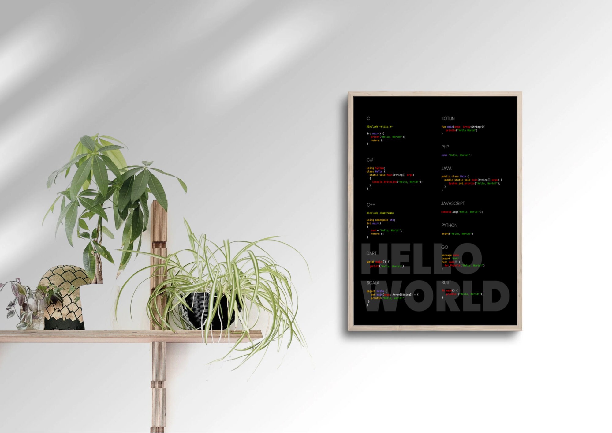 Hello World Program Poster, Programming Poster, Coding Digital Prints ...