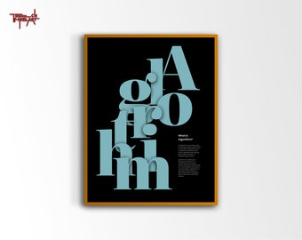 Algorithmus Typografie Poster, Minimalistisches Programmier Poster, Coding Digitaldrucke Wandkunst, Geschenk für Programmierer, Wanddekoration für Büro.