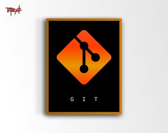 Póster del logotipo de Git, póster de programación minimalista, arte mural con impresión digital de codificación, regalo para programador, decoración de pared para oficina, decoración de programador