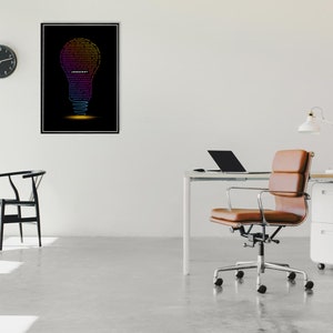 Javascript Bulb-affisch, minimalistisk konst, programmeringsaffisch, digitalt tryck med kodning, present till programmerare, kontorsinredning, heminredning, typografi bild 2