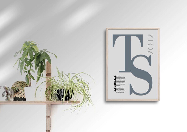 Typescript Typography Poster, Minimalist Programming Poster, Coding ...