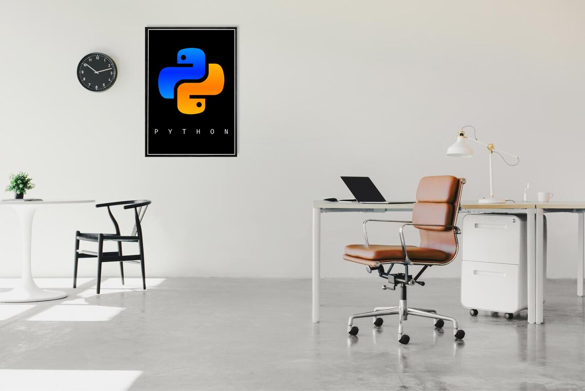 Python Logo Poster, Minimalist Programming Poster, Coding Digital Print ...