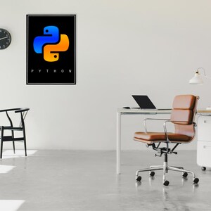 Python Logo Poster, Minimalist Programming Poster, Coding Digital Print ...