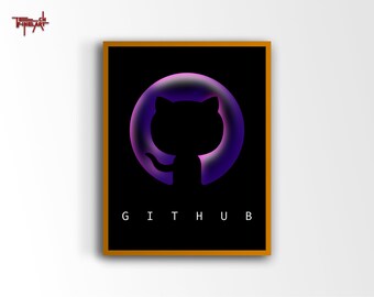 Github Logo Poster, Minimalistisches Programmier Poster, Coding Digitaldruck Wandkunst, Geschenk für Programmierer, Wanddekoration für Büro, Programmierer Img