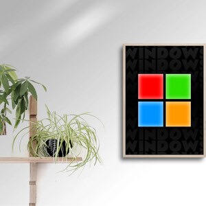 Windows Logo Poster, Minimalist Programming Poster, Coding Digital ...