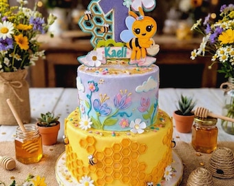 Bee Cake Topper - Bee Party - Bee Birthday Cake Topper, Little Bee, Little Bee First Birthday, Bee Day Party Decoration, tiny bee