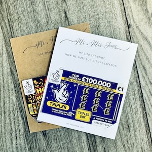 10 x Personalised Lottery ticket holders,Wedding favours,£2 scratch card  holder