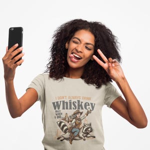 Funny Whiskey Raccoon T-Shirt - I Don&#39;t Always Drink But When I Do, Novelty Tee, Whiskey Lover Gift, Unique Alcohol Shirt