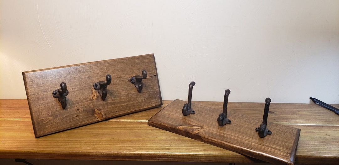 Rustic Coat Hanger Pine and Cast Iron Handmade Etsy