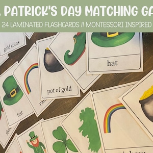 Montessori a inspiré les flashcards de la Saint-Patrick | Cartes Montessori assorties | Matériaux Montessori | Flashcards préscolaires | L’école à la maison