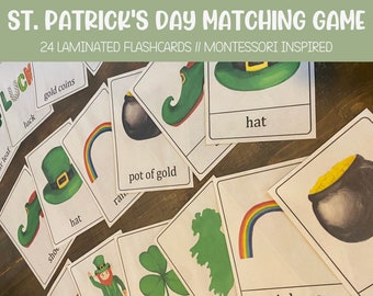 Montessori Inspired St. Patrick's Day Flashcards | Montessori Matching Cards | Montessori Materials | Preschool Flashcards | Homeschool